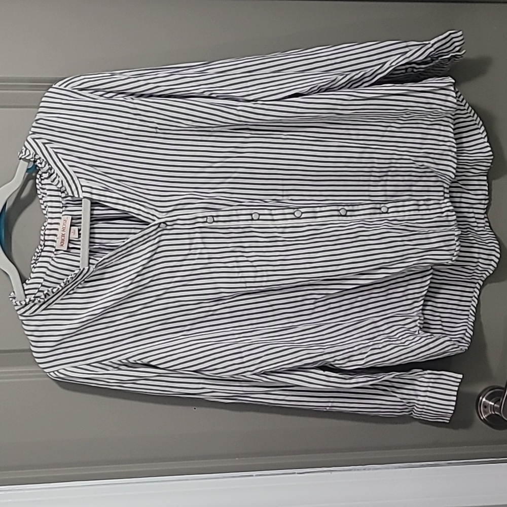 Knox Rose Gray and White Striped Women's Top size L
